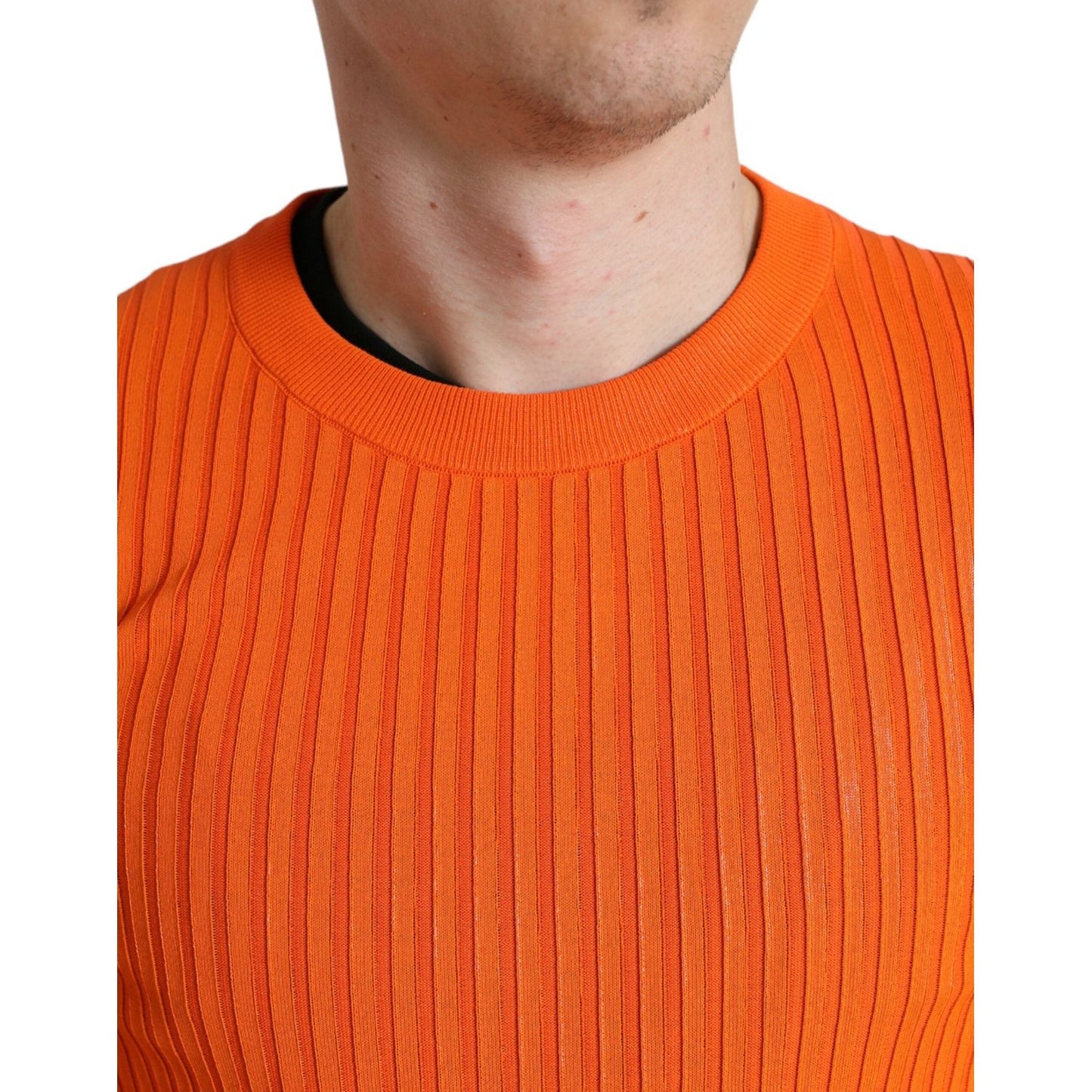 Dolce & Gabbana | Sleek Sunset Orange Knitted Pullover Sweater| McRichard Designer Brands   
