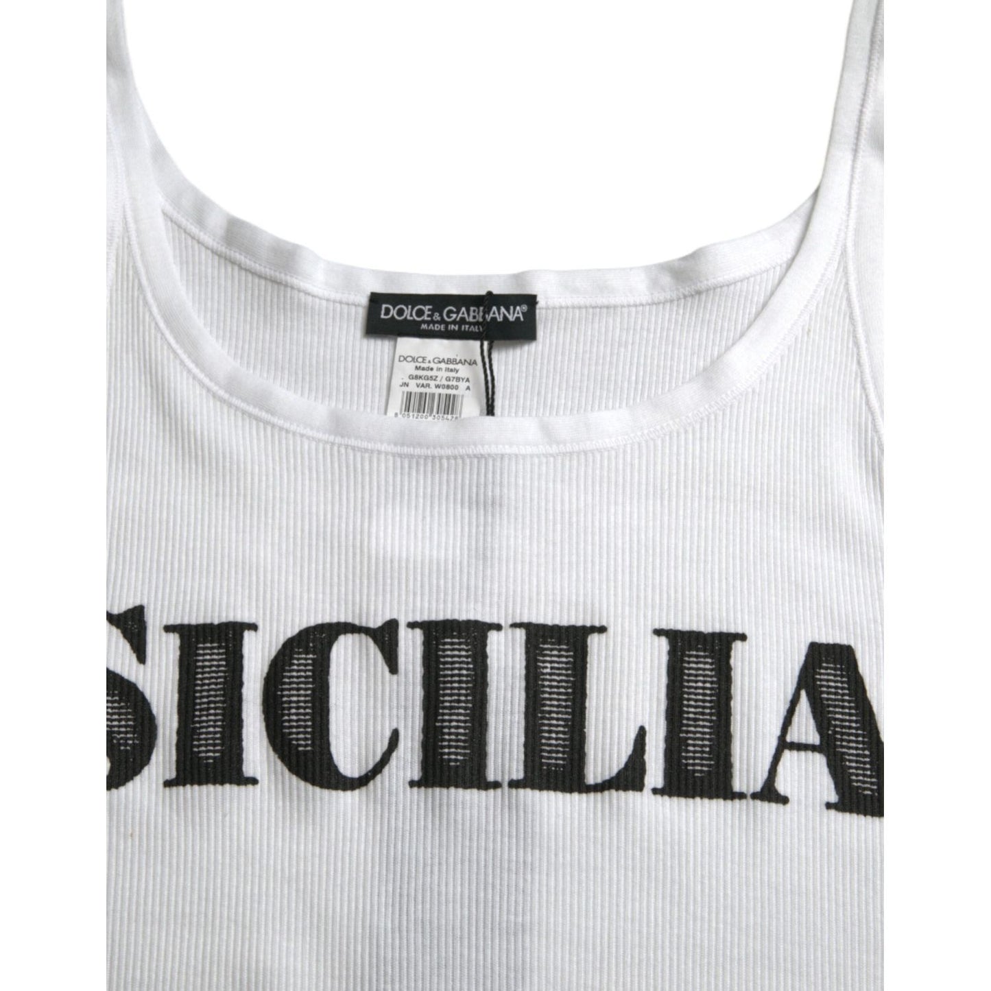 Dolce & Gabbana | Elegant White Cotton Tank T-Shirt| McRichard Designer Brands   