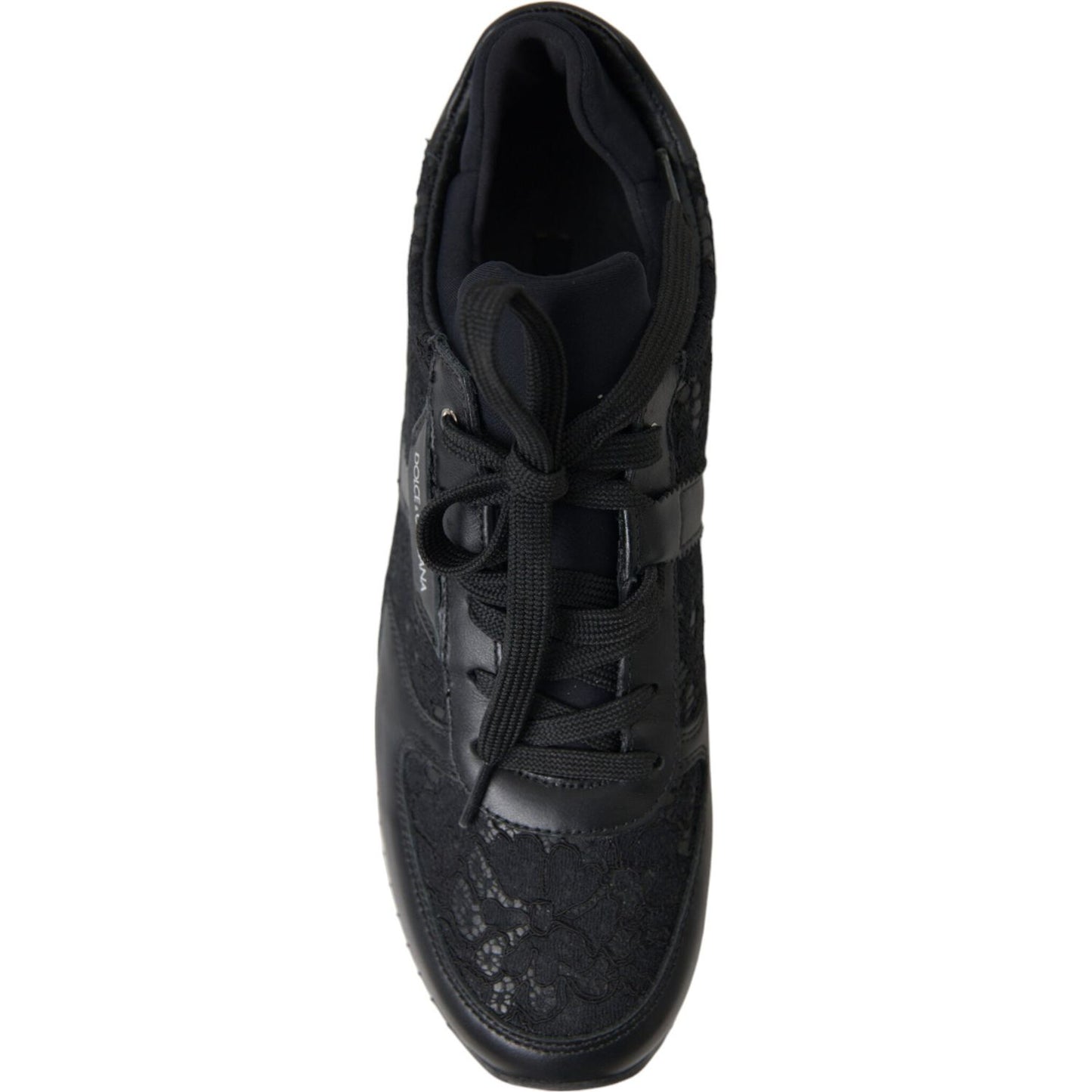Dolce & Gabbana Elegant Black Classic Sneakers black-floral-lace-leather-sneakers-shoes