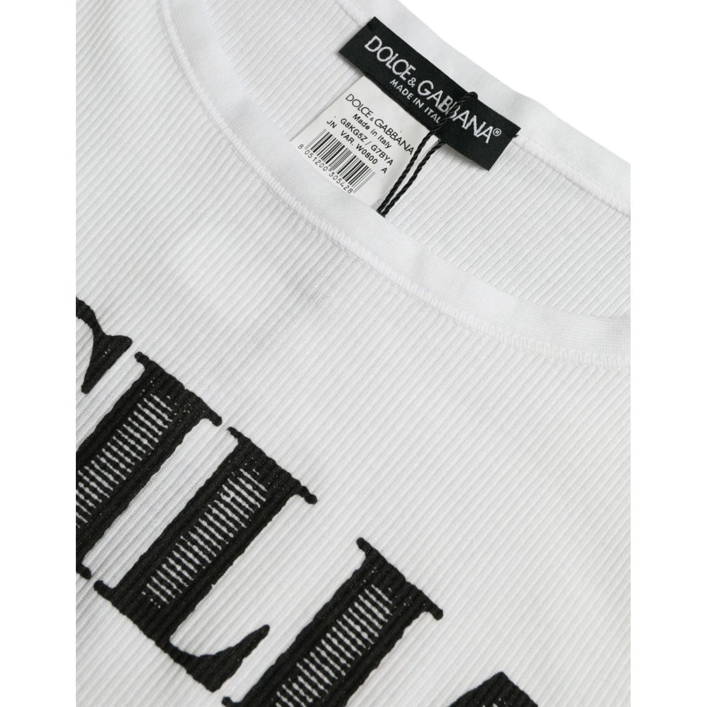 Dolce & Gabbana | Elegant White Cotton Tank T-Shirt| McRichard Designer Brands   