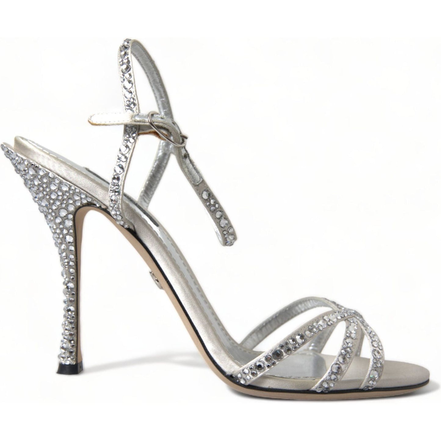 Dolce & Gabbana Elegant Crystal Embellished Heels Sandals silver-crystal-ankle-strap-sandals-shoes-1
