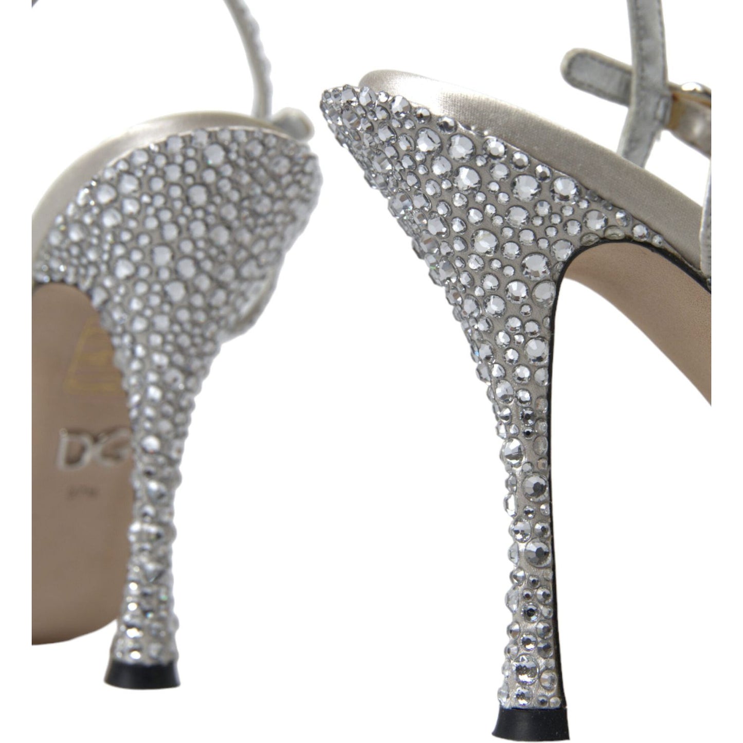 Dolce & Gabbana Elegant Crystal Embellished Heels Sandals silver-crystal-ankle-strap-sandals-shoes-1
