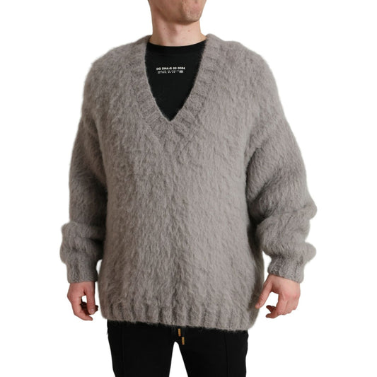 Dolce & GabbanaElegant Grey V-Neck Alpaca Blend SweaterMcRichard Designer Brands£479.00