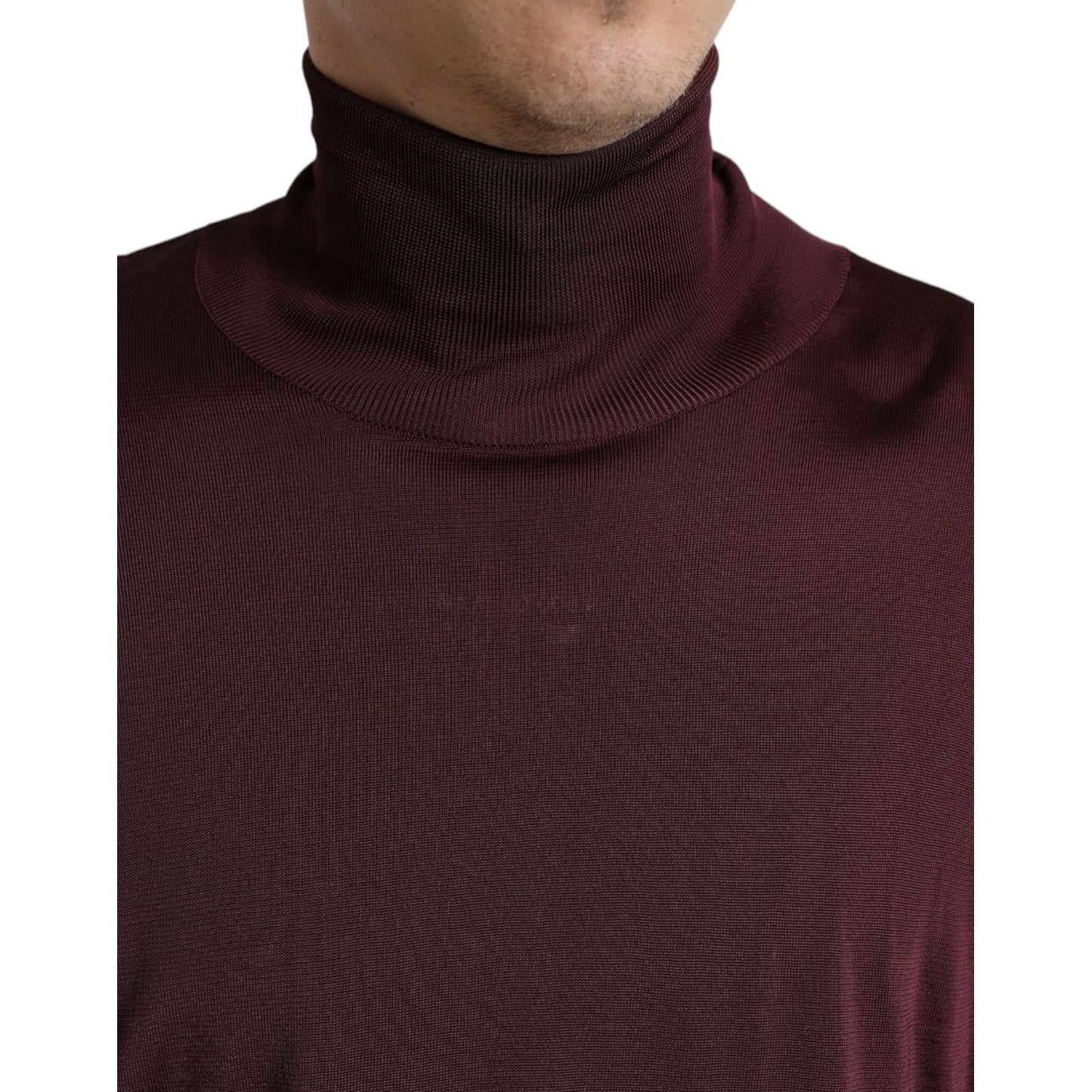 Dolce & Gabbana Maroon Turtleneck Viscose Sweater maroon-viscose-turtleneck-pullover-sweater