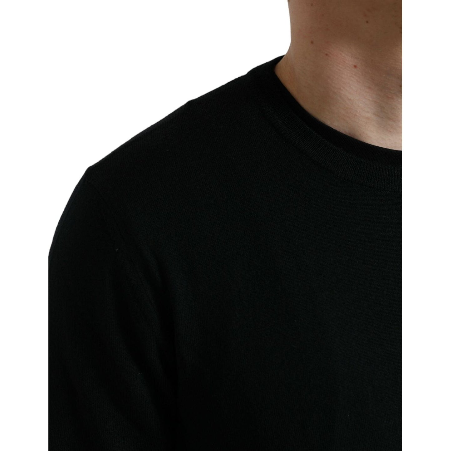 Dolce & Gabbana Stunning Black Wool Sweater black-wool-round-neck-pullover-sweater
