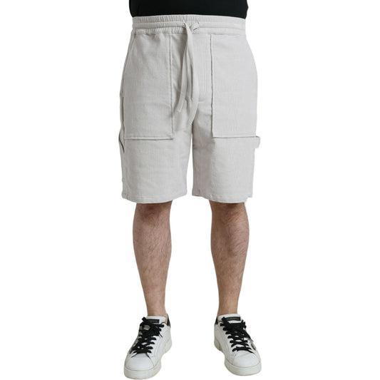 Dolce & Gabbana Beige Cotton Corduroy Men's Bermuda Shorts beige-cotton-corduroy-logo-bermuda-shorts