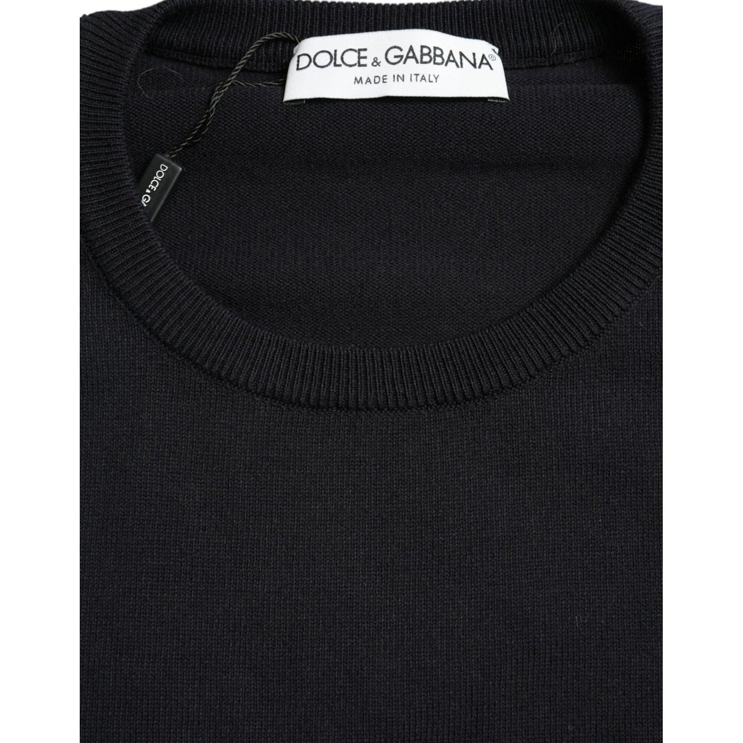 Dolce & Gabbana Elegant Blue Cotton Pullover Sweater blue-cotton-round-neck-pullover-sweater