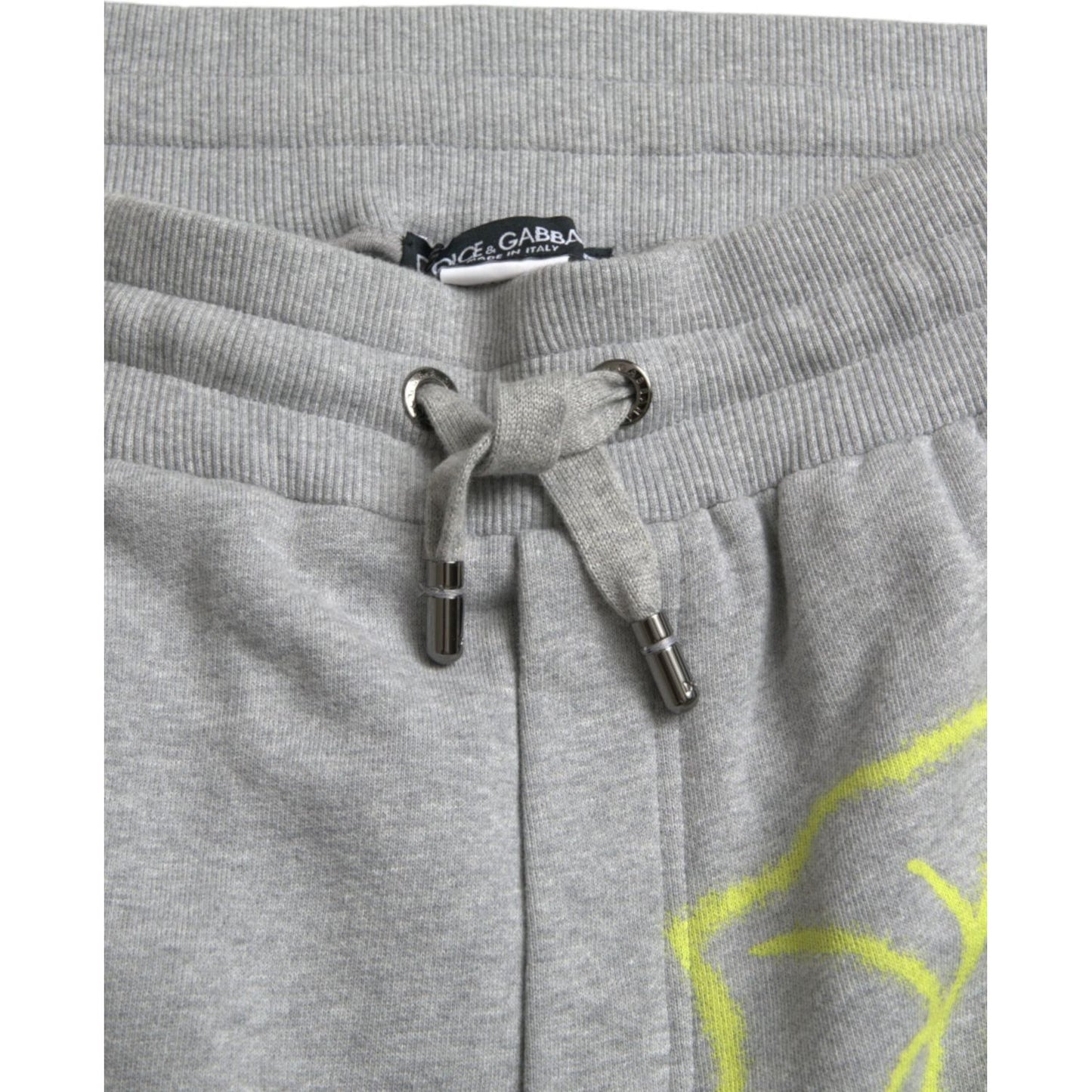 Dolce & Gabbana | Gray Cotton Graffiti Sweatpants Jogger Pants| McRichard Designer Brands   