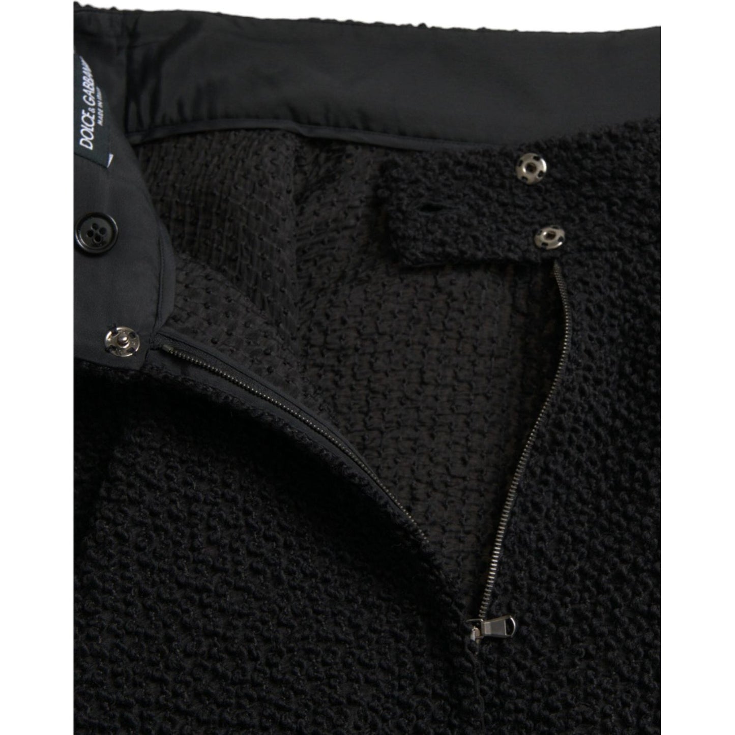 Dolce & Gabbana Black High Waist A-line Knee Length Skirt black-high-waist-a-line-knee-length-skirt