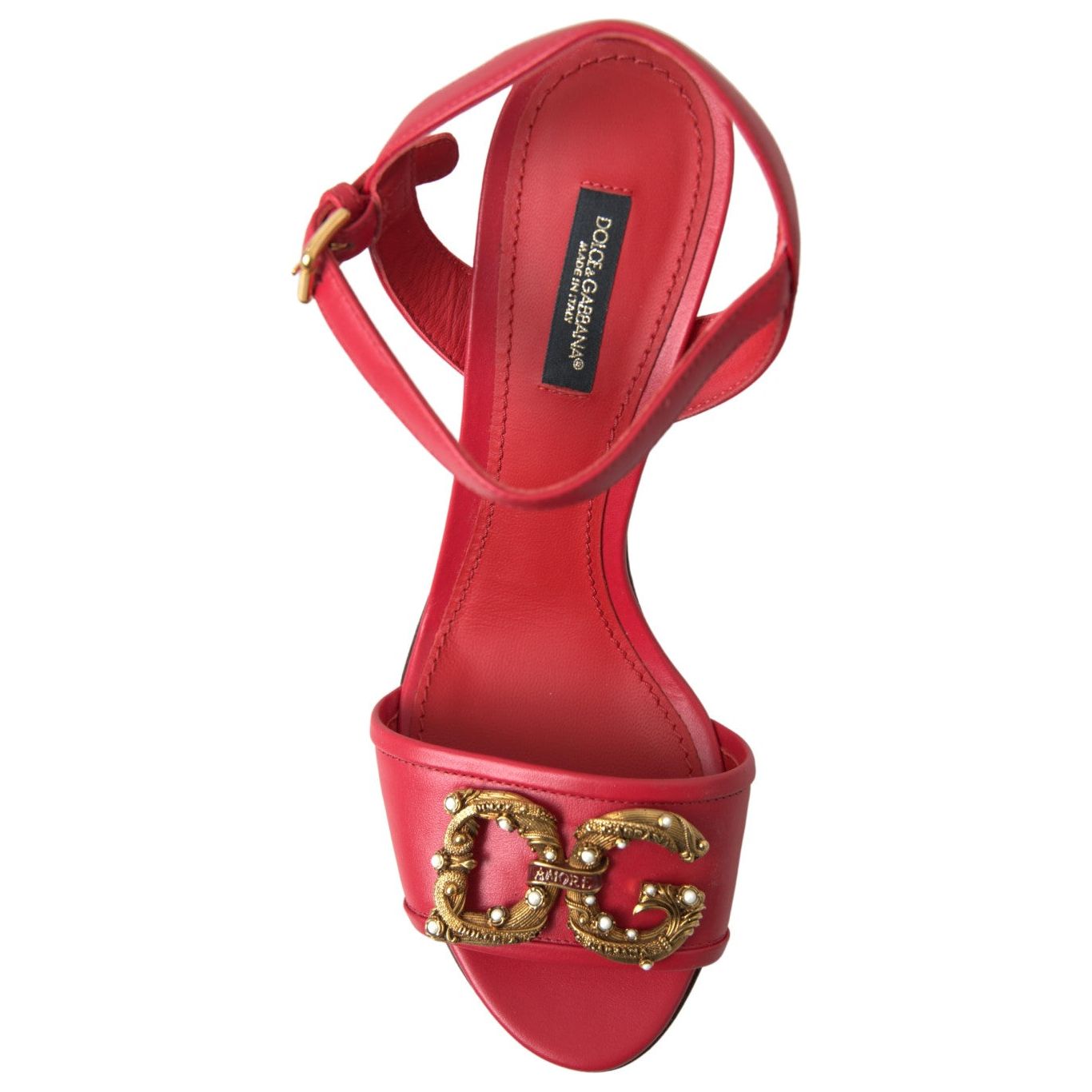 Dolce & Gabbana Red Stiletto Sandal Heels red-ankle-strap-stiletto-heels-sandals-shoes