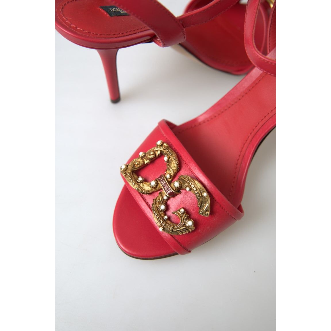 Dolce & Gabbana Red Stiletto Sandal Heels red-ankle-strap-stiletto-heels-sandals-shoes