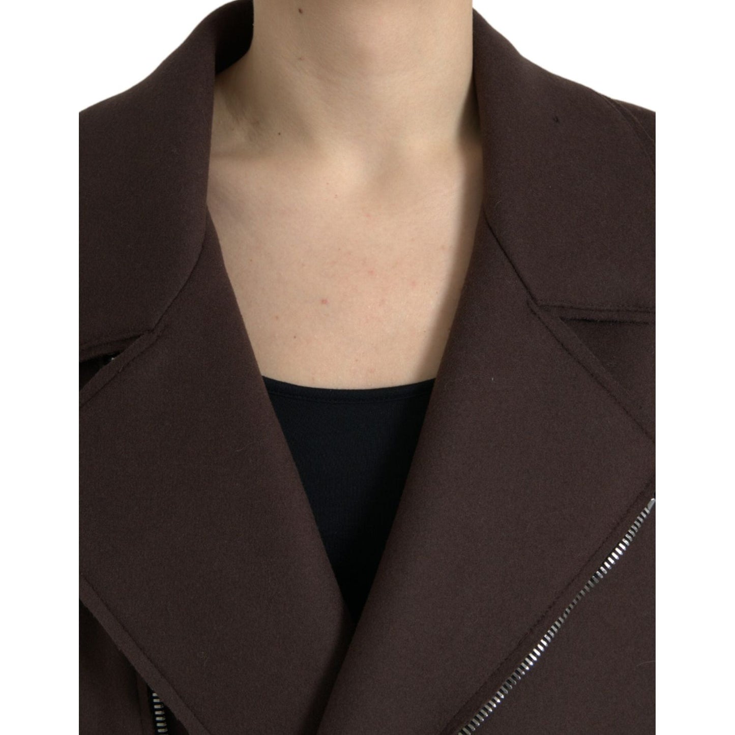 Dolce & Gabbana Brown Coat Short Biker Wool Jacket brown-coat-short-biker-wool-jacket