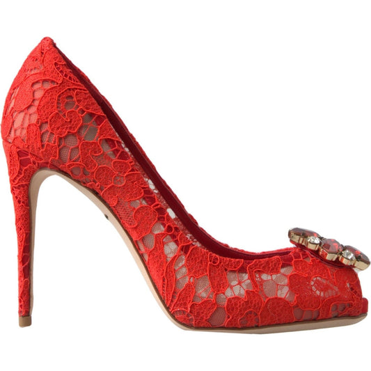Dolce & GabbanaChic Red Lace Heels with Crystal EmbellishmentMcRichard Designer Brands£519.00