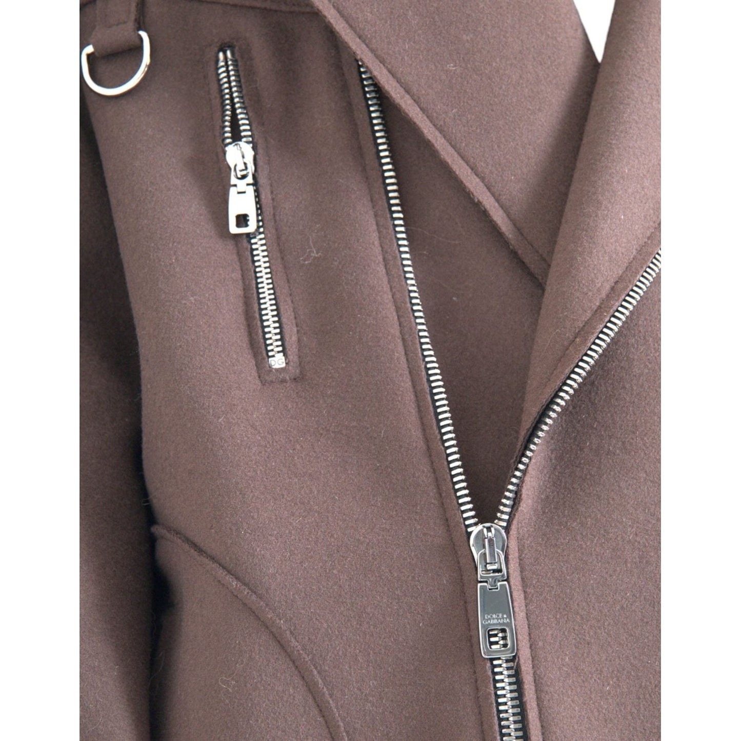 Dolce & Gabbana Brown Coat Short Biker Wool Jacket brown-coat-short-biker-wool-jacket