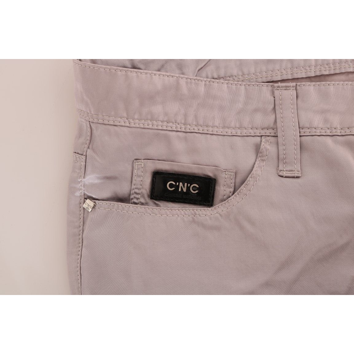 Costume National Chic Beige Slim Fit Designer Jeans Jeans & Pants beige-cotton-slim-fit-jeans