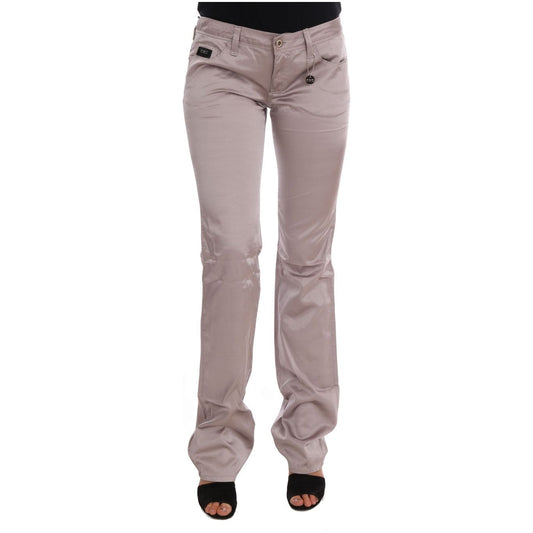 Chic Beige Slim Fit Designer Jeans