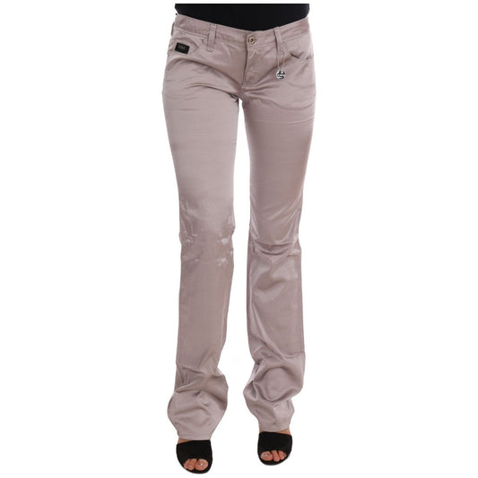 Chic Beige Slim Fit Designer Jeans