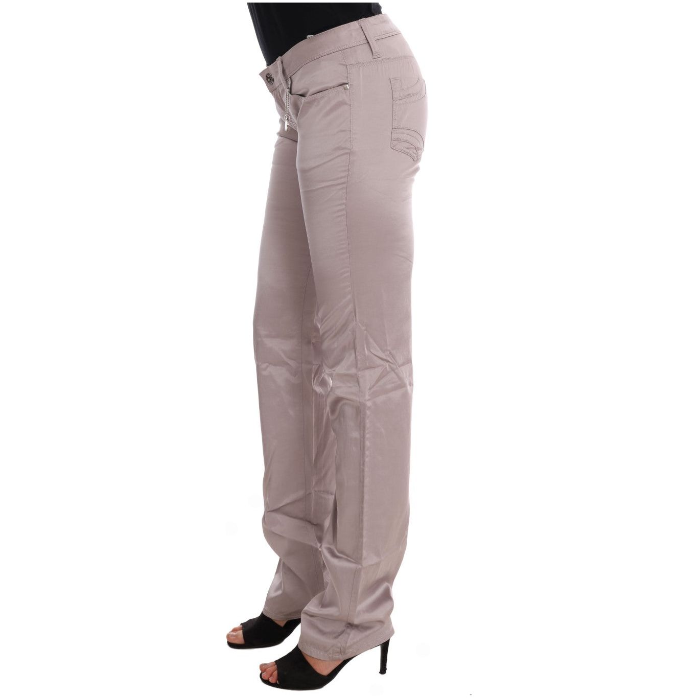 Chic Beige Slim Fit Designer Jeans