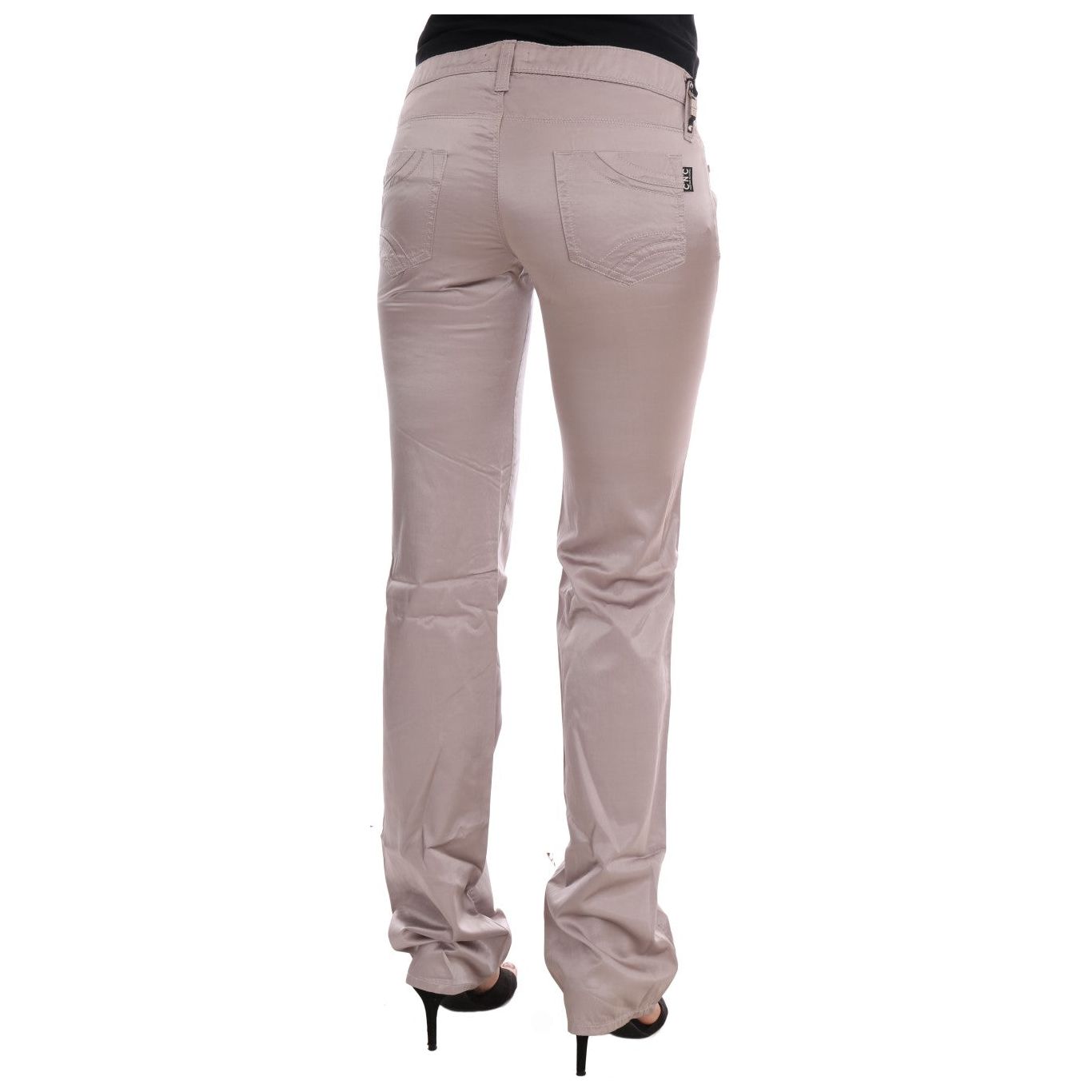 Chic Beige Slim Fit Designer Jeans