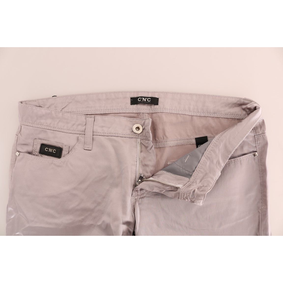 Chic Beige Slim Fit Designer Jeans