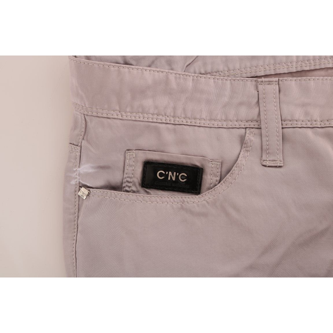 Chic Beige Slim Fit Designer Jeans