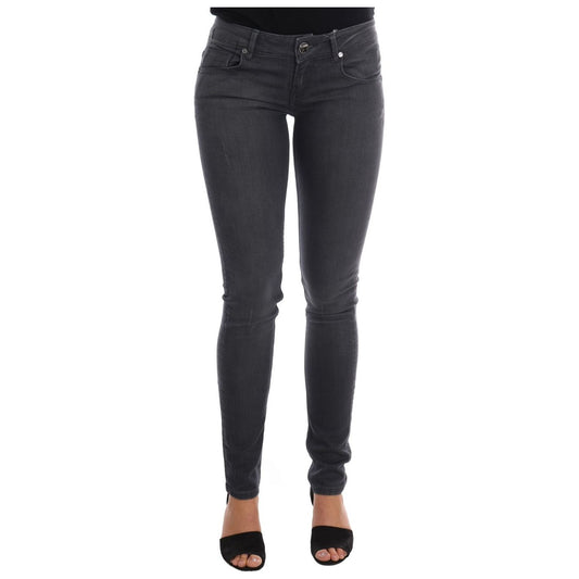 Sleek Gray Slim-Fit Designer Jeans