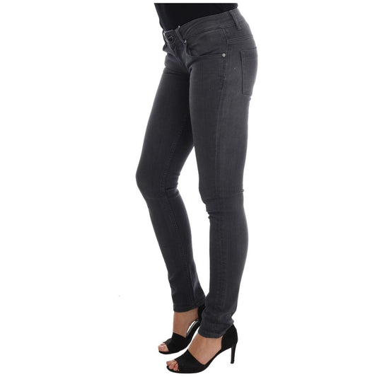 Sleek Gray Slim-Fit Designer Jeans