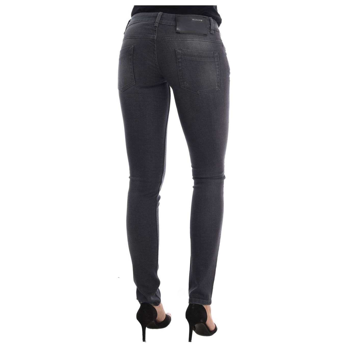 Sleek Gray Slim-Fit Designer Jeans