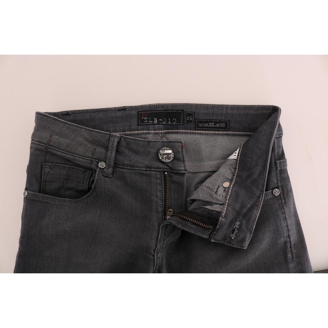 Sleek Gray Slim-Fit Designer Jeans