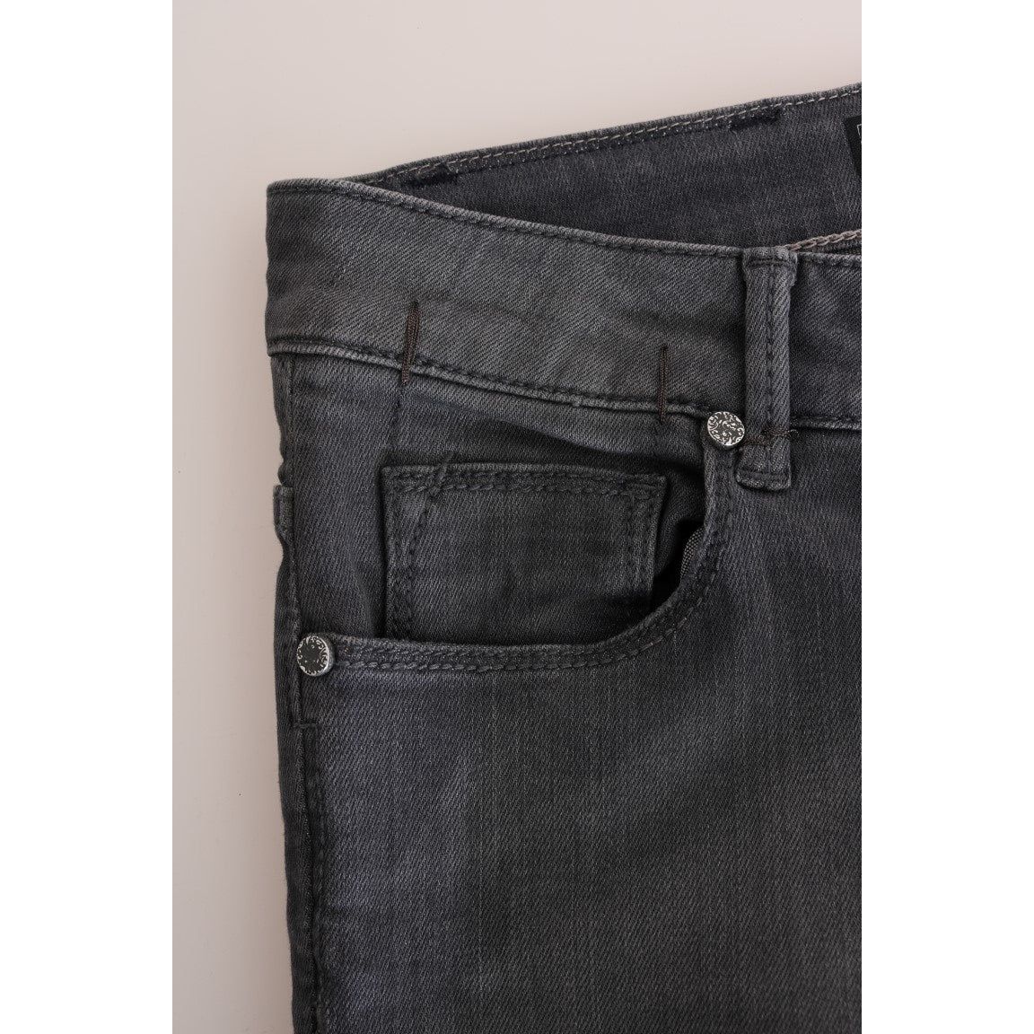 Sleek Gray Slim-Fit Designer Jeans