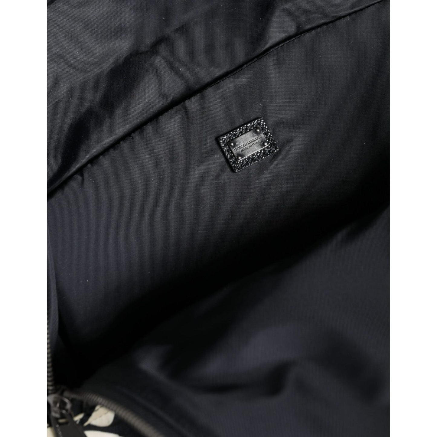 Dolce & Gabbana Black White Nylon Leather Travel Back Pack Bag