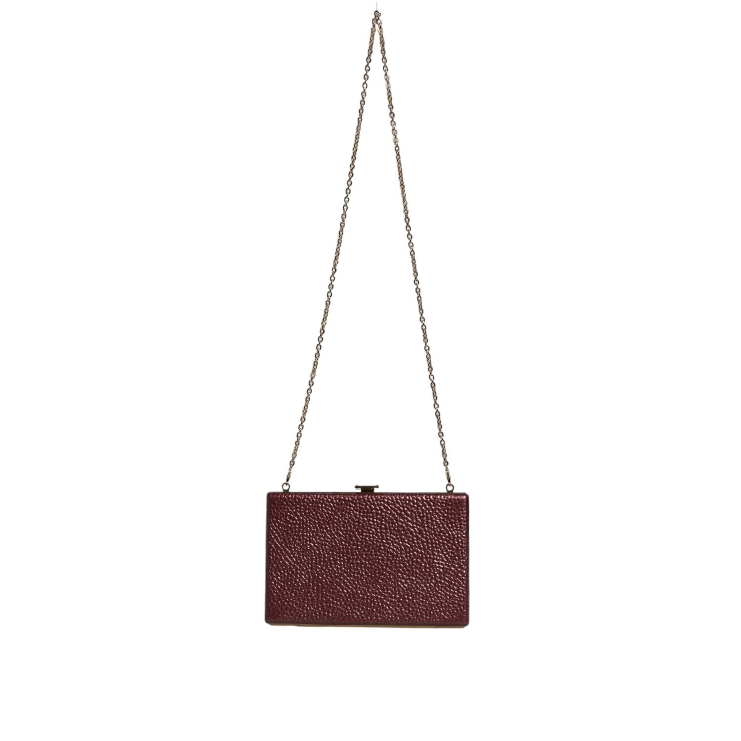 Dolce & Gabbana Maroon Leather Clutch Evening Crossbody Bag
