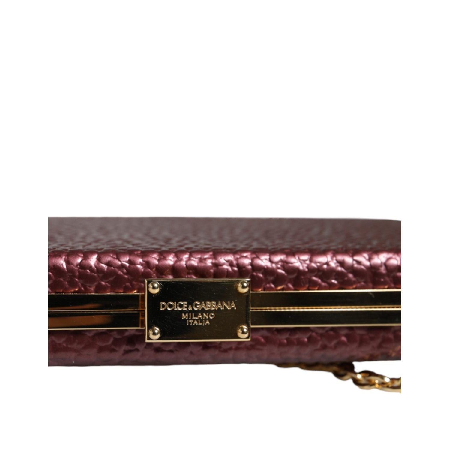 Dolce & Gabbana Maroon Leather Clutch Evening Crossbody Bag