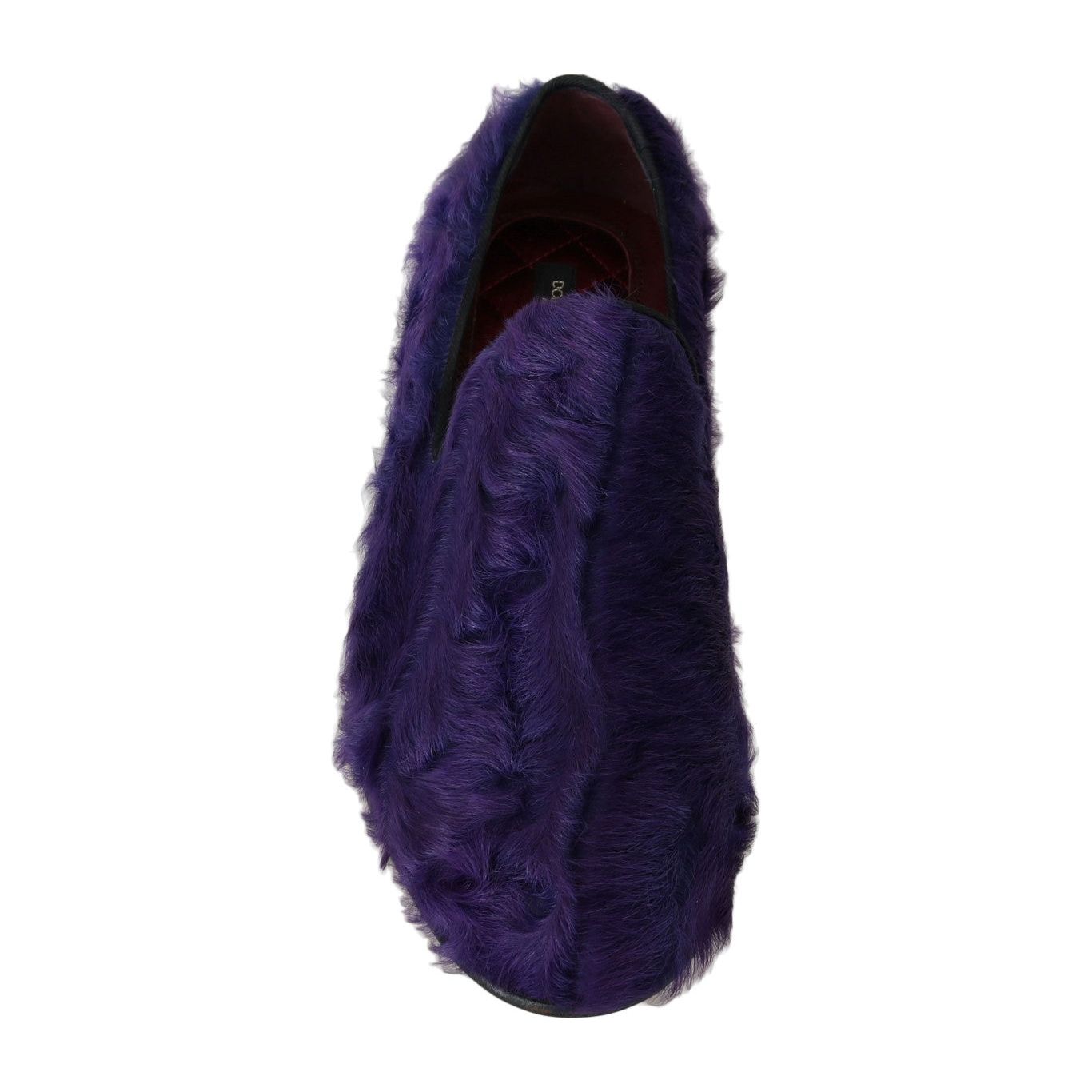 Dolce & Gabbana Plush Purple Sheep Fur Loafers purple-sheep-fur-leather-loafers