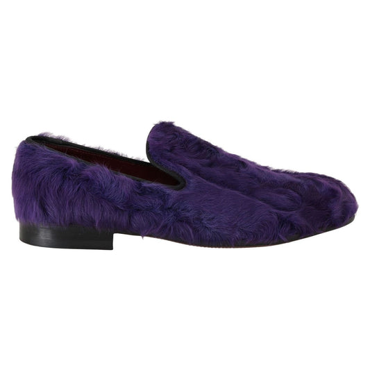 Plush Purple Sheep Fur Loafers