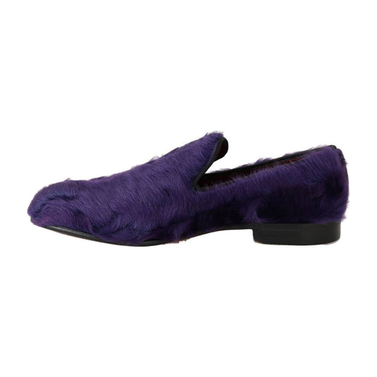 Dolce & Gabbana Plush Purple Sheep Fur Loafers Dolce & Gabbana