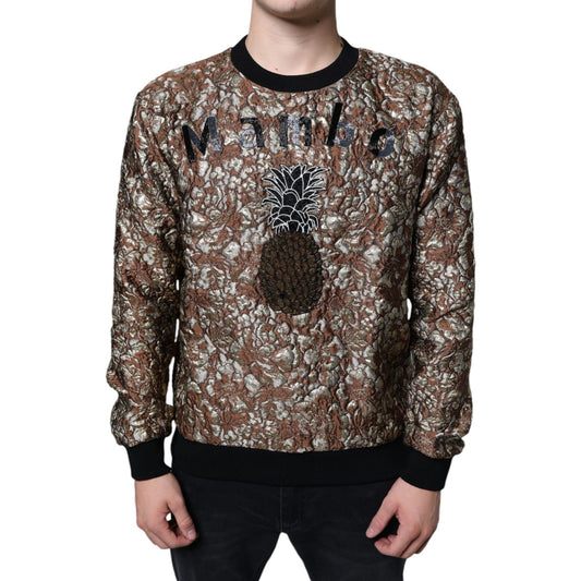 Dolce & Gabbana Brown Jacquard Mambo Pineapple Pullover Sweater Dolce & Gabbana