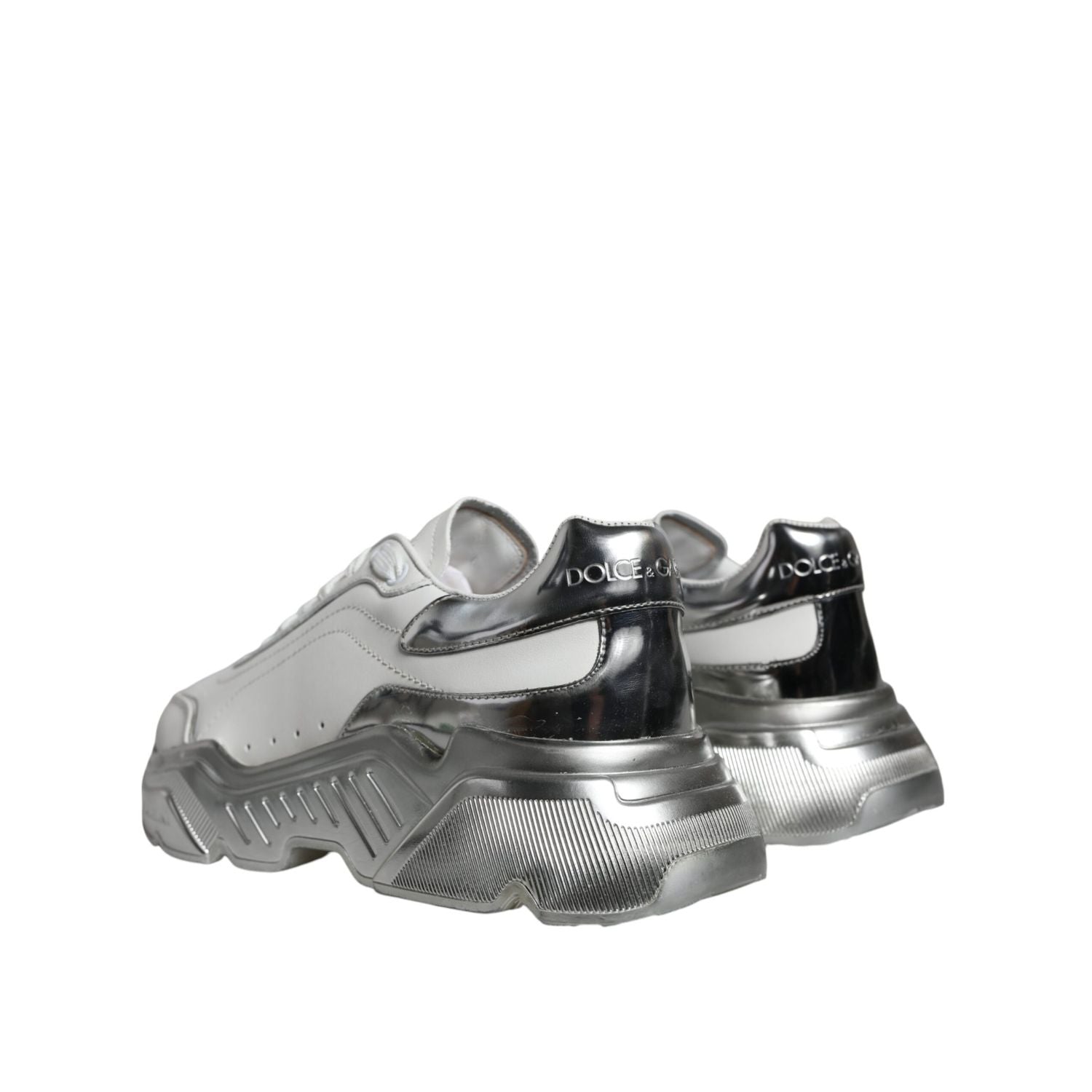 Dolce & Gabbana White Silver Daymaster Low Top Sneakers Shoes