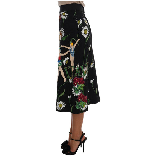 Embellished A-Line Mid-Calf Skirt