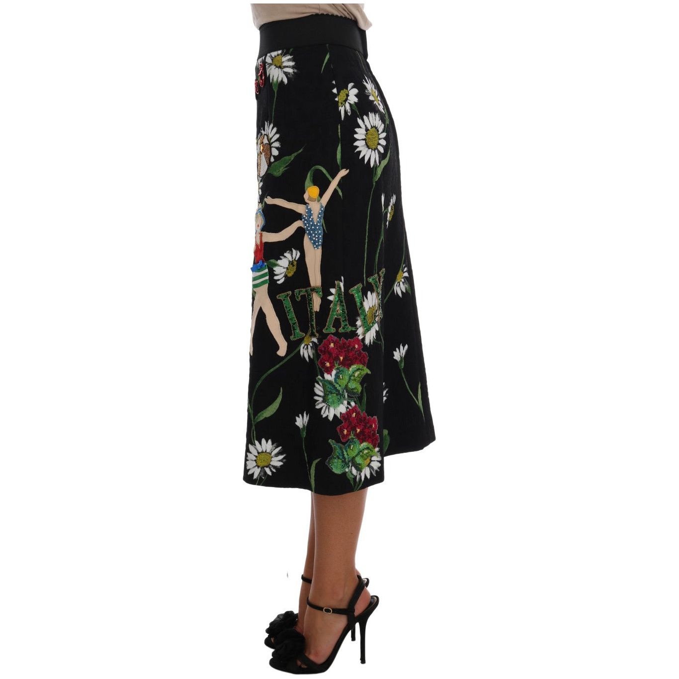 Embellished A-Line Mid-Calf Skirt