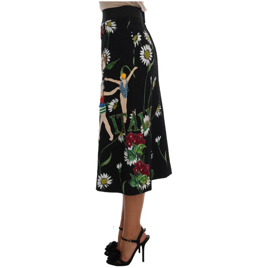 Embellished A-Line Mid-Calf Skirt Dolce & Gabbana