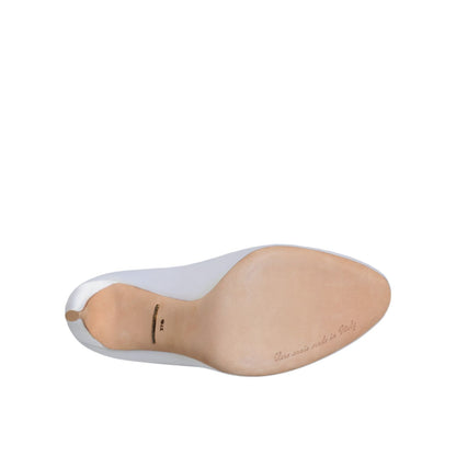 Dolce & Gabbana White Crystals Peep Toe Satin Pumps Shoes