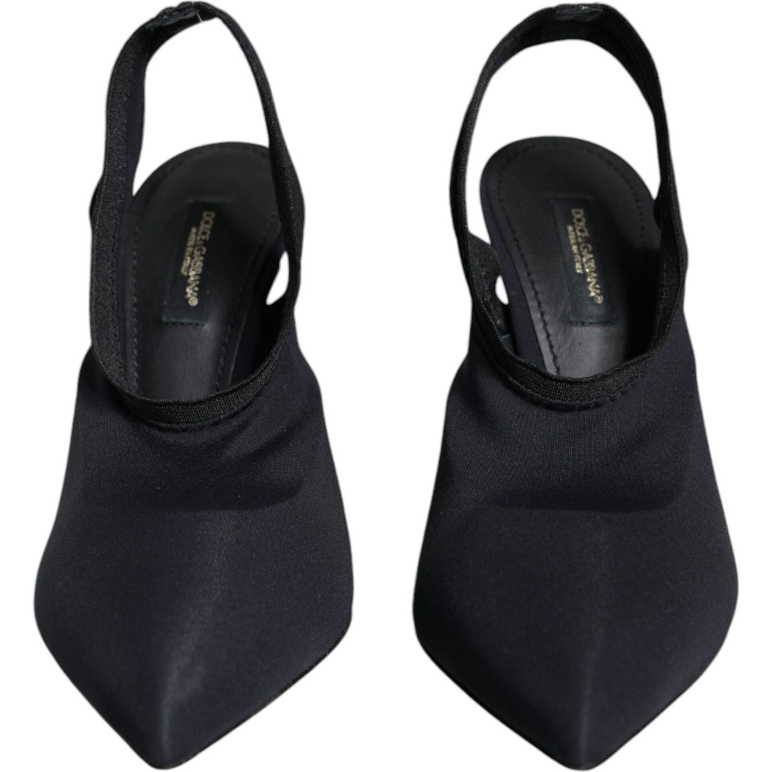 Dolce & Gabbana Black Jersey Stretch Heels Slingback Shoes