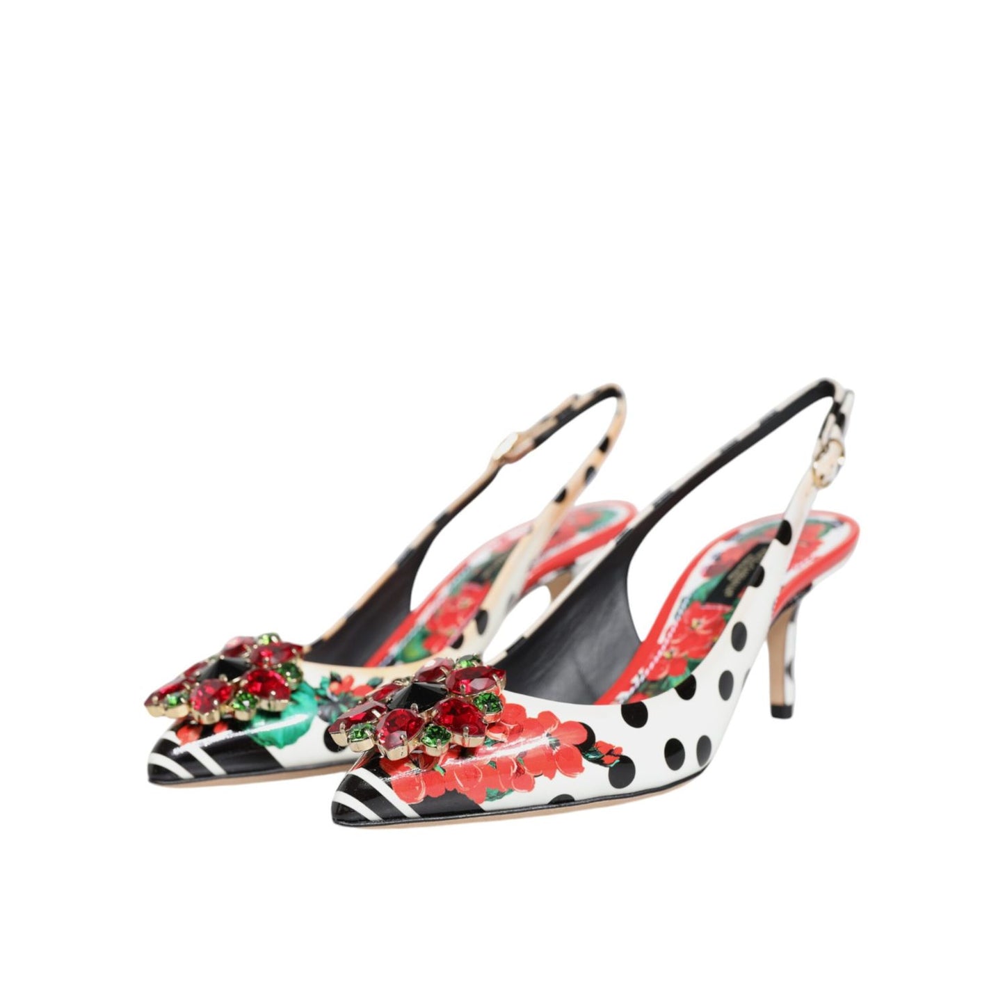 Dolce & Gabbana Multicolor Crystal Heels Slingback Shoes