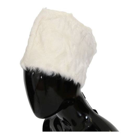 Dolce & Gabbana Elegant White Fur Beanie Luxury Winter Hat Beanie Hat white-xiangao-lamb-fur-beanie