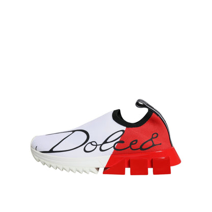Dolce & Gabbana White Red Low Top Sorrento Men Sneakers Shoes