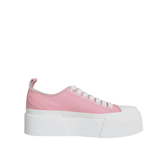 Dolce & Gabbana Pink White Canvas Logo Low Top Sneakers Shoes Dolce & Gabbana