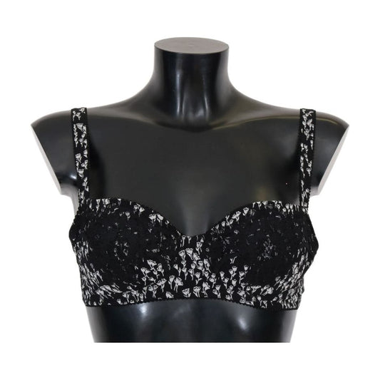 Elegant Black Floral Lace Silk Bra