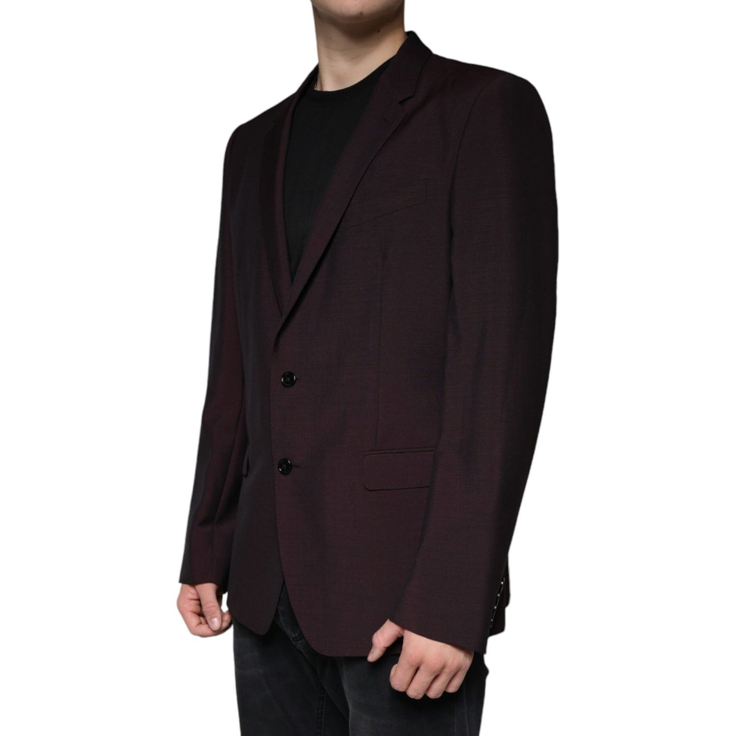 Dolce & Gabbana Bordeaux Wool Single Breasted Dress Blazer