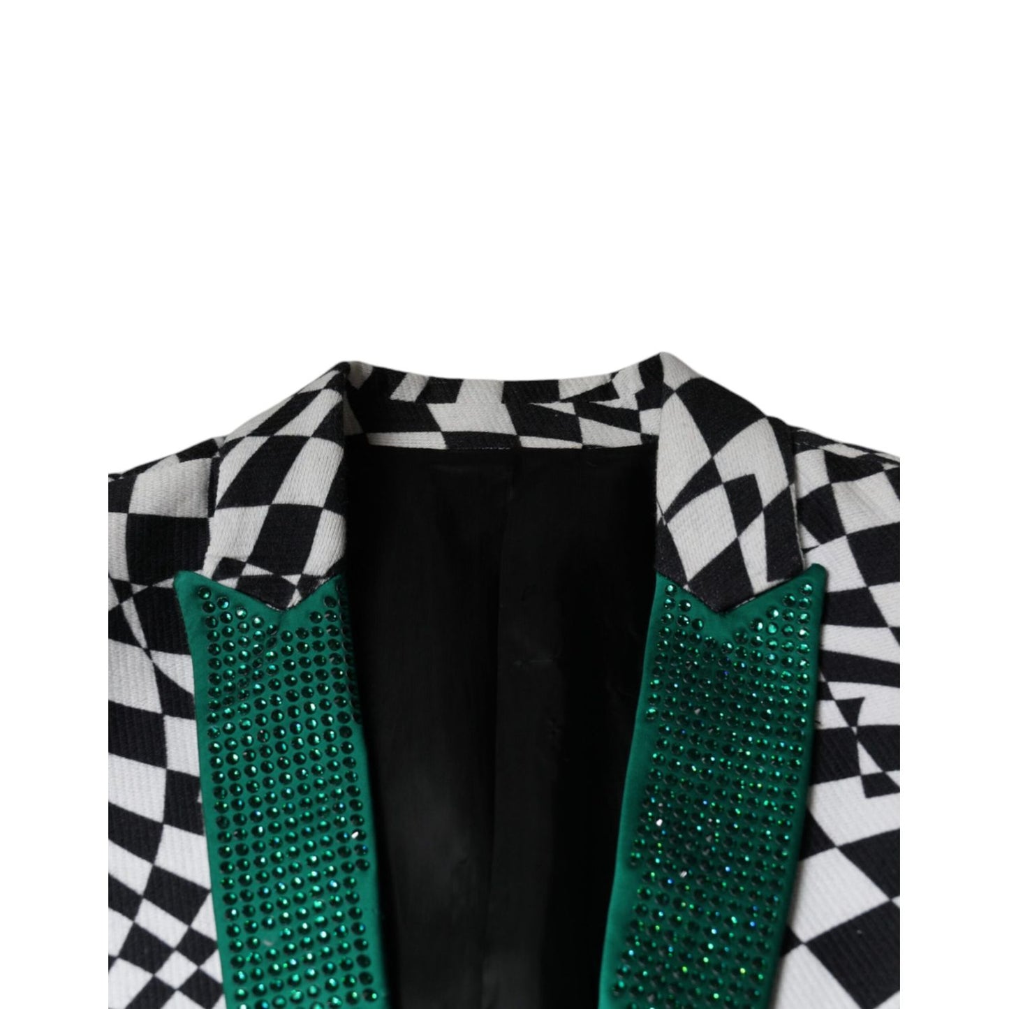 John Richmond Black White Checkered Crystal Single Breasted Blazer